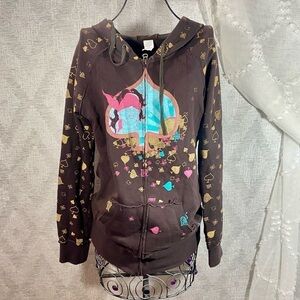 Starling brown zip up jacket with spade graphic size L